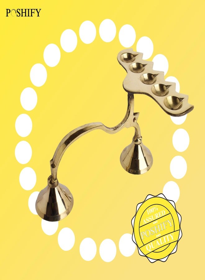 POSHIFY Panch Diya - Traditional Indian Handcrafted Brass Five-Lamp Holder for Puja, Spiritual Practices, Home Decor, Festival Celebrations, and Daily Worship Rituals - Image 5